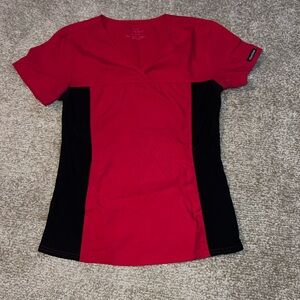 Cherokee Flexibles Red and Black Fitted Women Scrub Top size XS